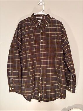 The Big One Brown Plaid Button-Down Shirt with Yellow and Red Lines
